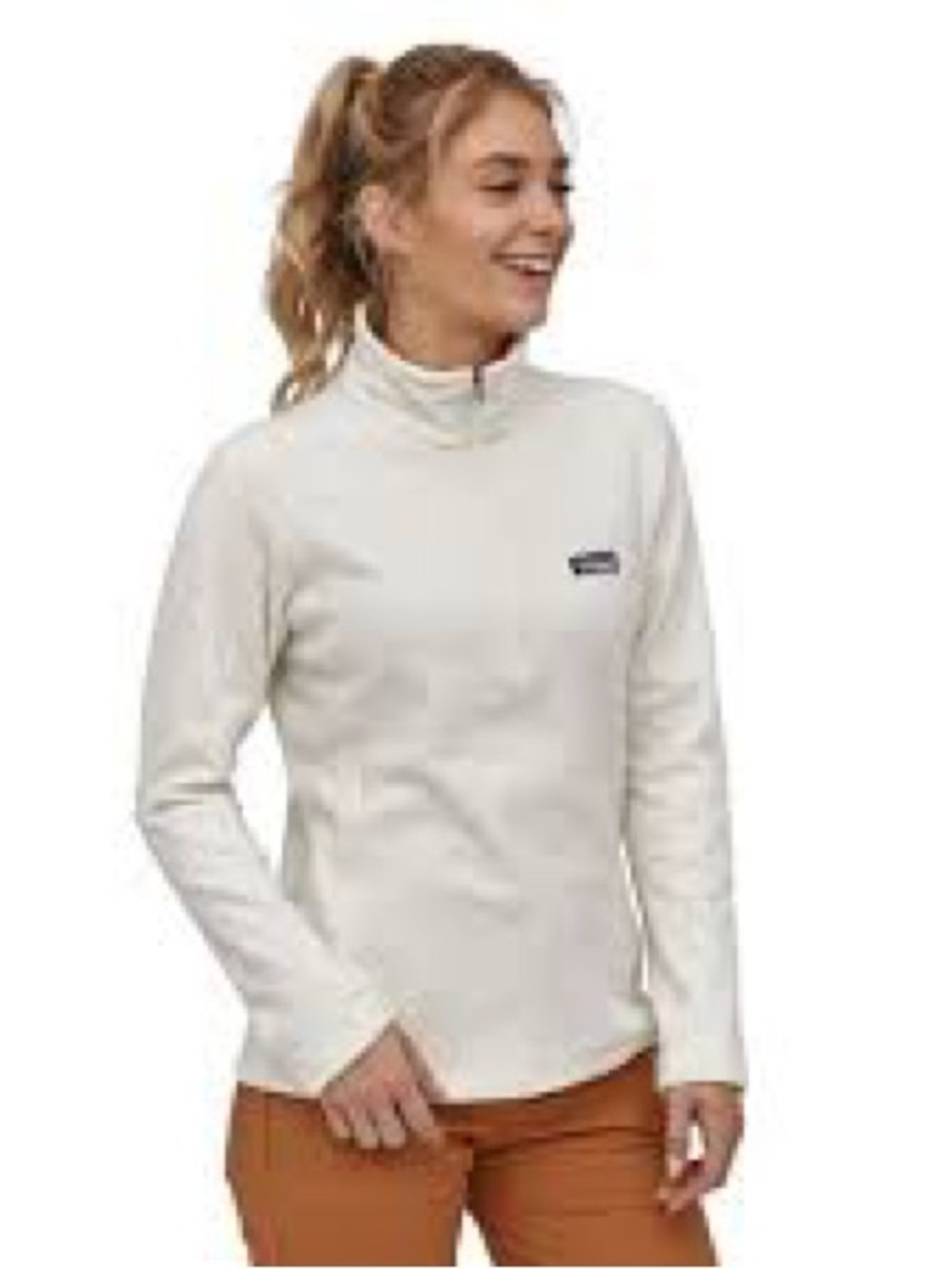 Patagonia Micro D Quarter Zip Birch White Mock-Neck Pullover Sweater med
